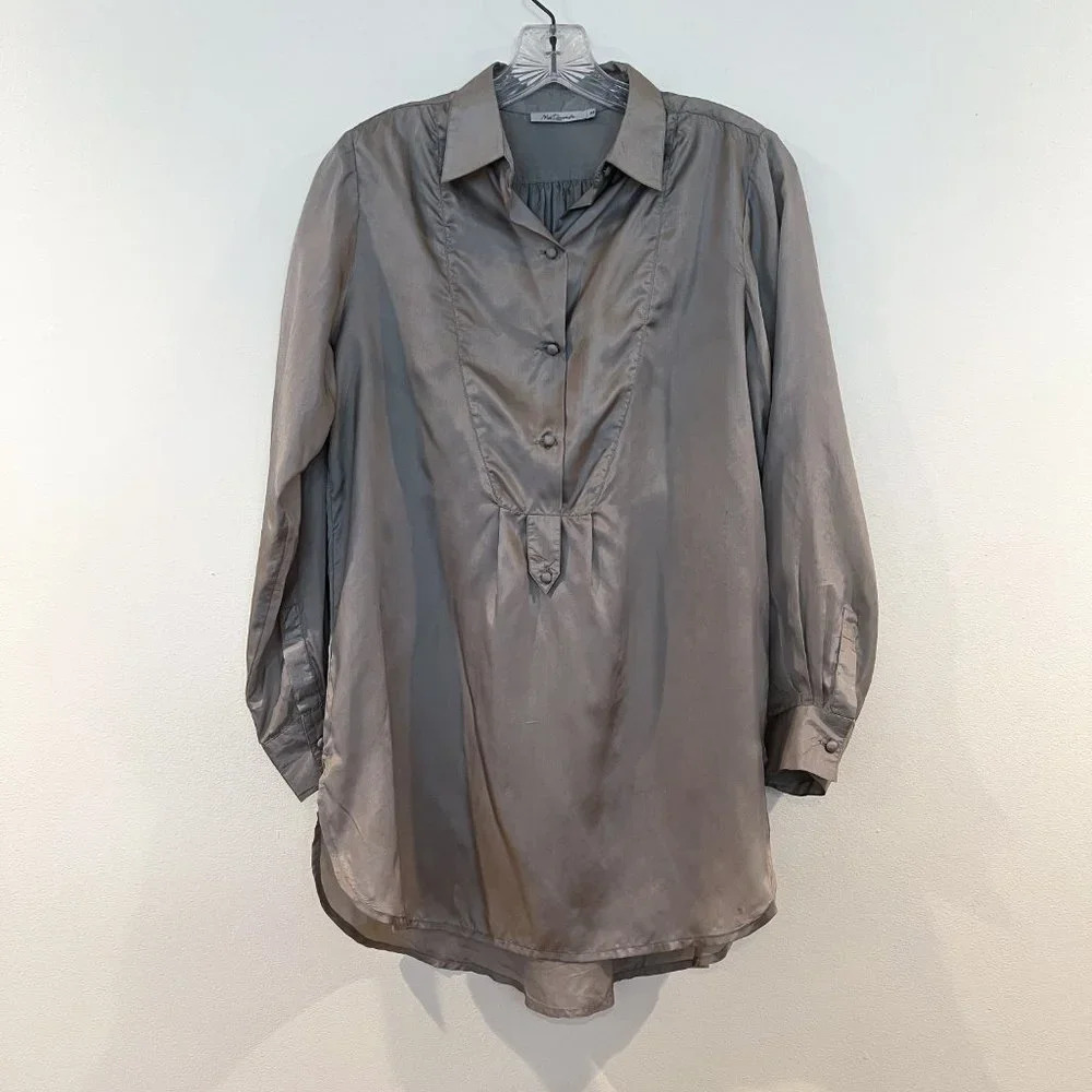 Mes Demoiselles 100% Silk Green Button Down Classic Designer Shirt Blouse 38 - Picture 2 of 10